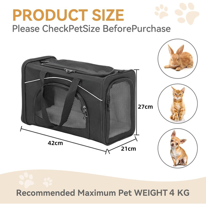 Транспортна переноска для собак та котів Petfit, чорна. Ідеально для подорожей літаком, автомобілем або потягом. Підходить для маленьких собак та котів.