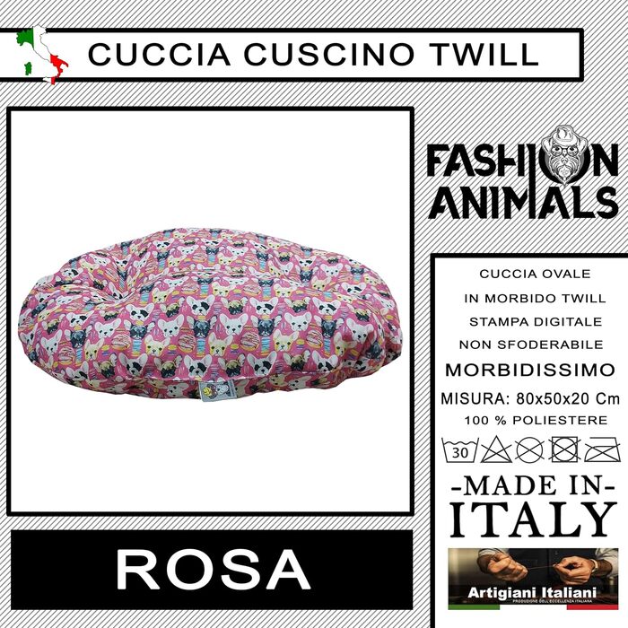 М'яке лежаче ліжко для собак та котів Ovales - комфортна килимок для домашніх тварин, Made in Italy, рожевий (Chiwa)