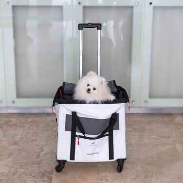 Транспортна переноска для собак та котів Ferplast Voyager Trolley, біла, з висувним ручками та колесами, до 15 кг, 46 x 26 x 48 см