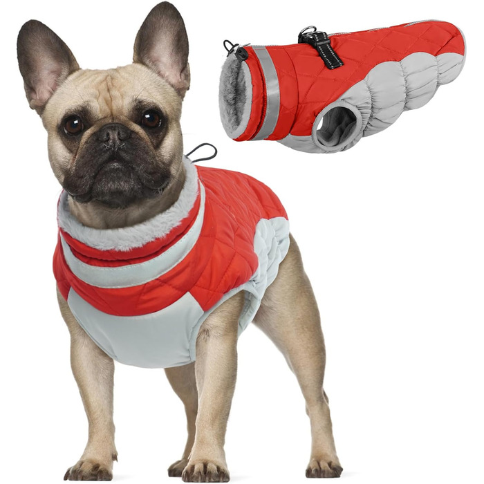 Водонепроникний теплий зимовий одяг для собак - куртка, жилет, одяг для маленьких собак (червоний, S)