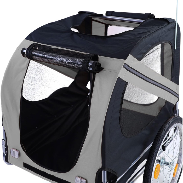 Причіп для велосипеда для собак, складний, до 40 кг, сірий/чорний