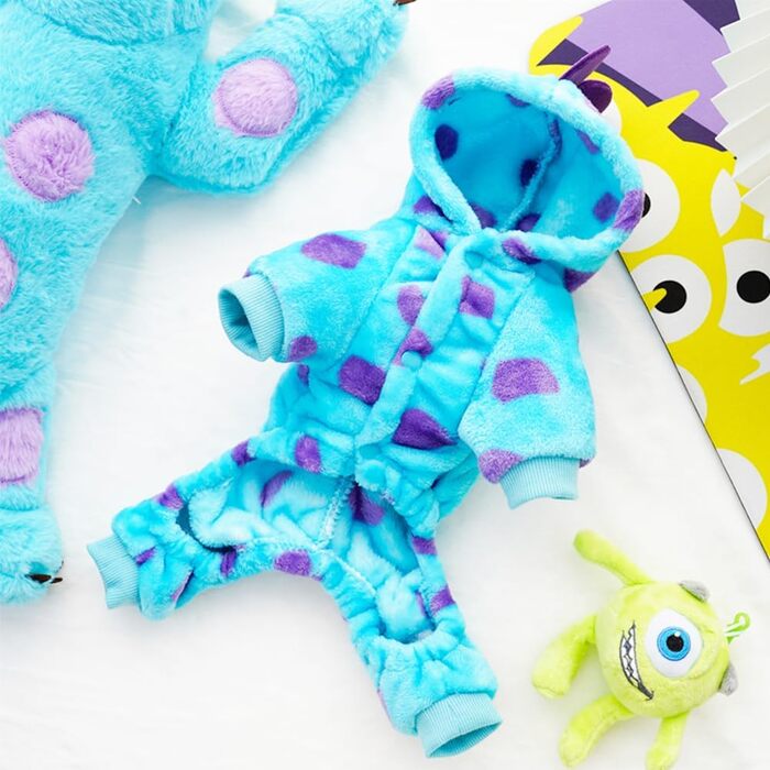 Динозаврський костюм для собак, зимовий халат для цуценят, теплий халат з капюшоном для маленьких собак, блакитний верхній одяг для холодної погоди, теплий одяг для домашніх тварин на Різдво, Хелловін, розмір L, блакитний