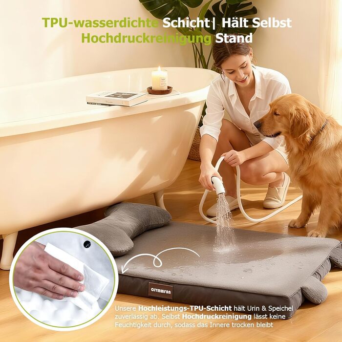 Ортопедичне собаче ліжко з миючим чохлом, водонепроникне собаче ліжко з піною з пам'яті та знімним підголовником для підтримки голови та суглобів, неслизьке собаче ліжко для середніх та великих собак XL: 106 x 76 x 22 см, сірий