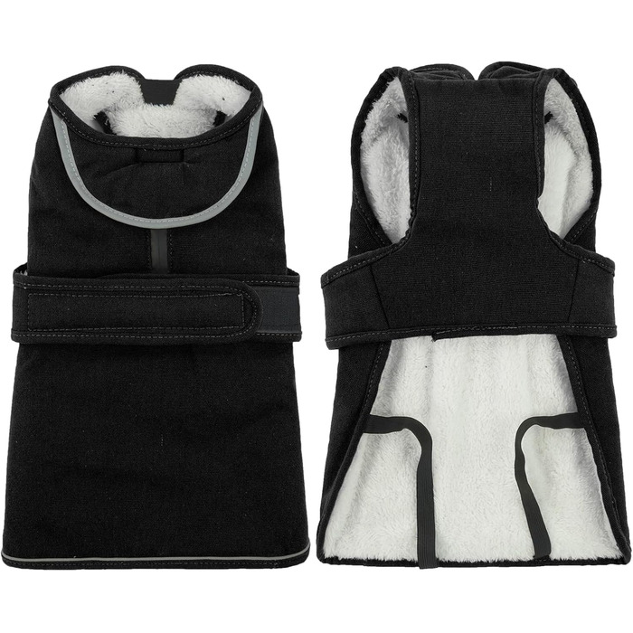 Водонепроникний зимовий одяг для собак Kuoser: теплий флісовий плащ для маленьких та середніх собак, чорний, розмір L (50-65 см)