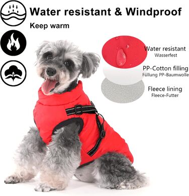 Теплий зимовий одяг для собак Aywoja, водонепроникний, з нашийником, для маленьких собак, червоний (25)