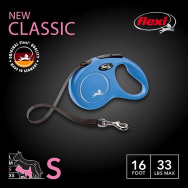 Рулетка-повідок Flexi Classic для собак, 4,8 м, S, синя