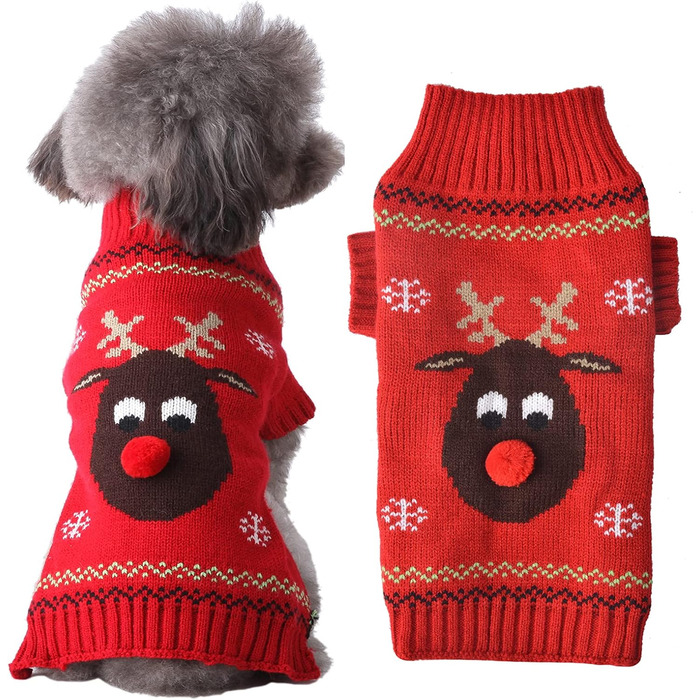 Стильний зимовий светр для собак на Новий рік з оленем (XXL, червоний)