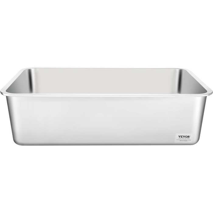 VEVOR XL котячий туалет з нержавіючої сталі, 2 шт, 60×40×15 см, з совком, широким фільтром і високим бортом, без запаху, для великих котів