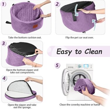 Зручний автокрісло для собак з кріпленням для безпеки, миється, з неслизьким дном (Purple, Small)