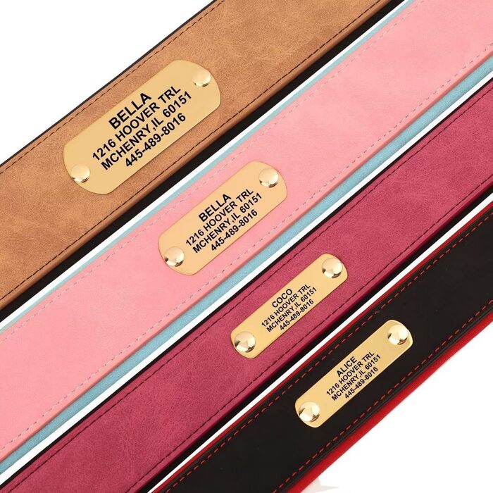 Нашийник для собак PET ARTIST з міцної PU шкіри, середнього та великого розміру, з можливістю гравіювання імені, надійна металева застібка, підходить для пітбулів та великих собак, L (XL: обхват шиї 48-58 см, ширина 5 см, рожевий)