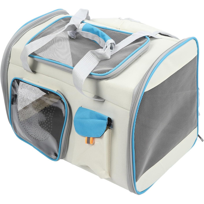 Транслювач для тварин XOYIXOYI, дихаючий рюкзак-переноска для котів та собак, велика місткість, легкий у догляді, для прогулянок на вулиці (білий та блакитний)