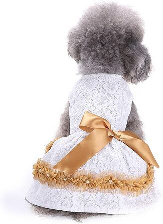 Сукня для собак LifeWheel: елегантний наряд для маленьких та середніх собак, цуценят. Сукня принцеси з мереживом, тепла, для святкування (Halloween, Різдво, весілля) - білий колір.