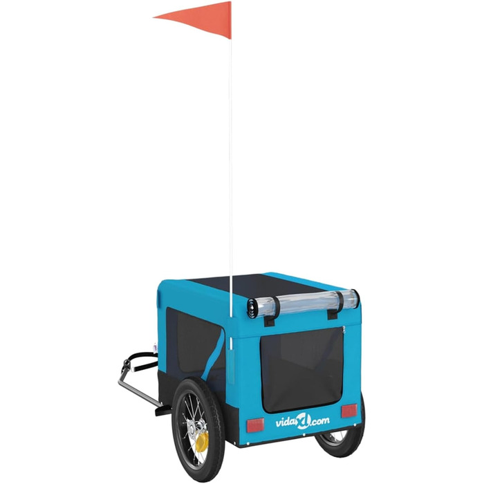 Причіп для собак Fasba: причіп для велосипеда, причіп для тварин з відбивачами та прапорцем, блакитно-чорний, оксфордська тканина та метал