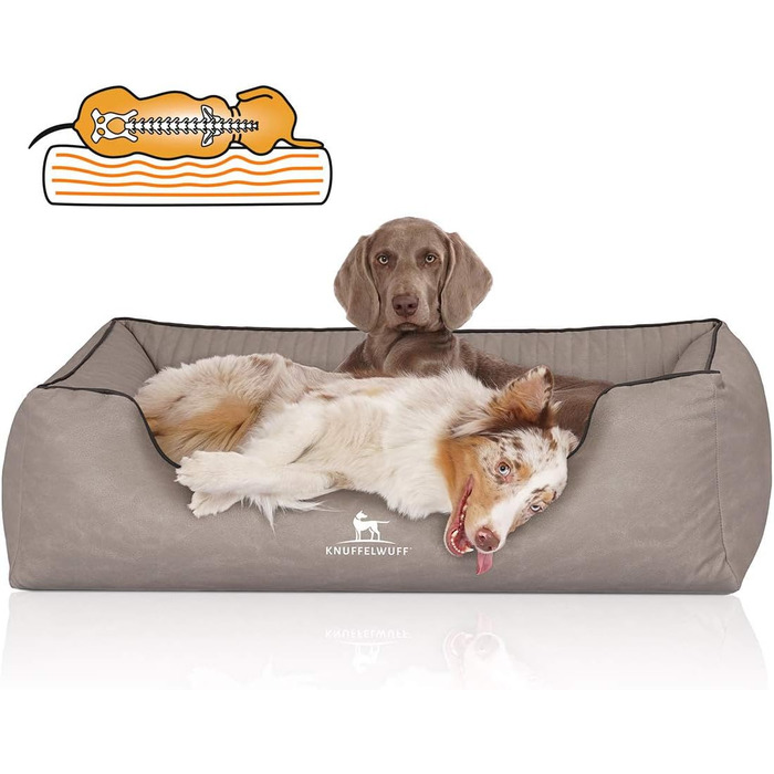 Ортопедичне ліжко для собак Knuffelwuff Columbia XL (105 x 75 см) з легкою очисткою, знімний чохол, для великих, середніх та малих собак (Світло-сірий)
