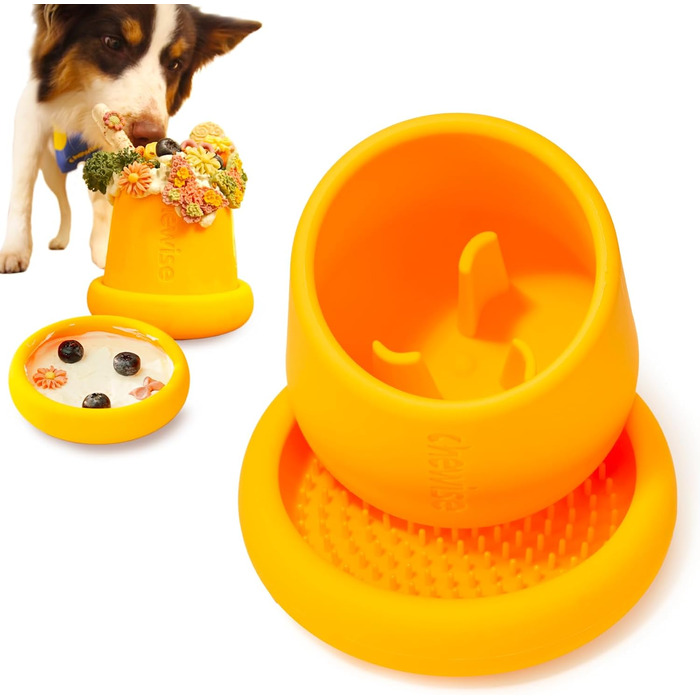 Chewise Годівниця для собак з інтерактивними елементами - повільна годівниця, іграшка-лежак, набір мисок, безпечний TPU, для собак, миється в посудомийній машині