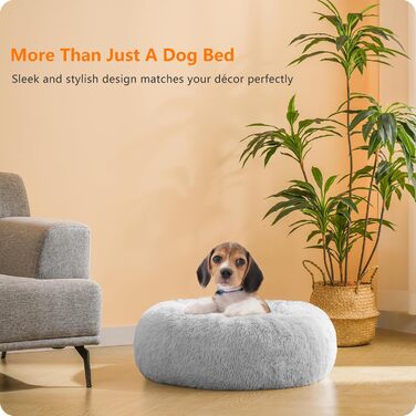 Ортопедичне ліжко для собак, кругле, м'яке, для котів та собак, лежанка-донатик, 60 см, сірий колір