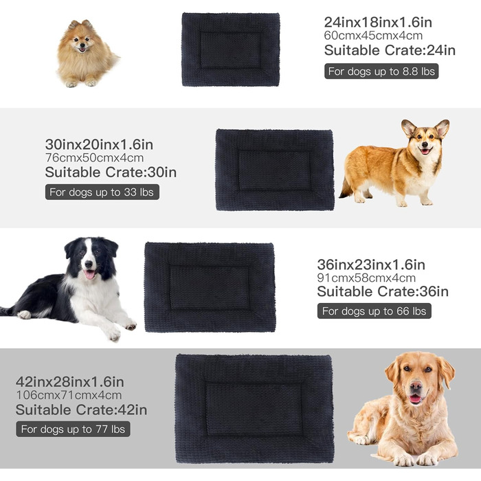 Ортопедичний лежак для собак BVAGSS, миючий, м'який, теплий, для маленьких, середніх та великих собак, 76x50x4 см, 54x33x4 см, сірий