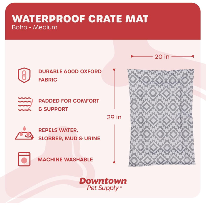 Підкладка для переноски собаки Downtown Pet Supply, 73,7 x 50,8 см, водонепроникна, Ripstop Nylon, для миття в пральній машині, розмір M