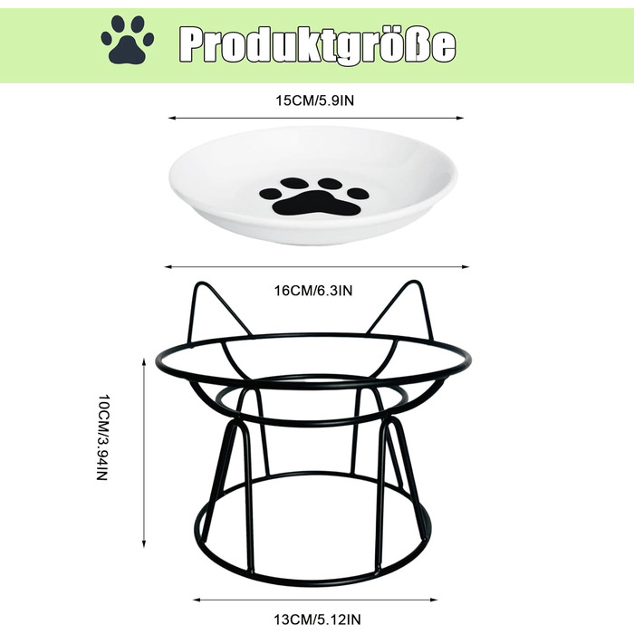 Котлові миски для котів, 2 шт. з підняттям, керамічні, з металевим підставкою, захист шиї, годівниця для котів