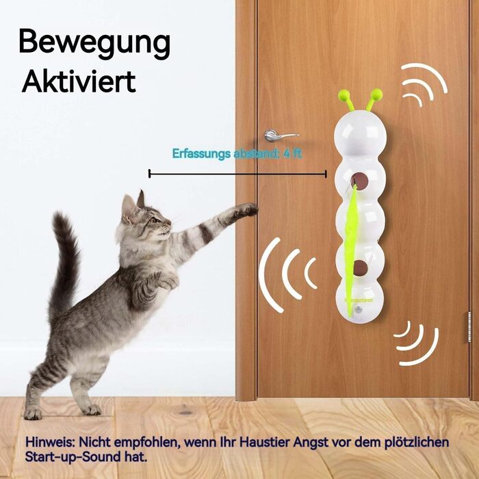 Інтерактивна іграшка для котів Dandin Wuselwurm - іграшка-черв'як для котів, самостійна розвага, кріплення на стіну/вікно, для кошенят та середніх порід