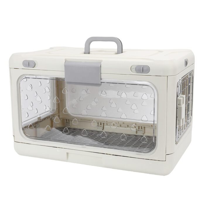 Транспортна переноска для котів Asixxsix, розкладна, прозора, з вентиляцією. Просторий пластиковий бокс для дому та подорожей