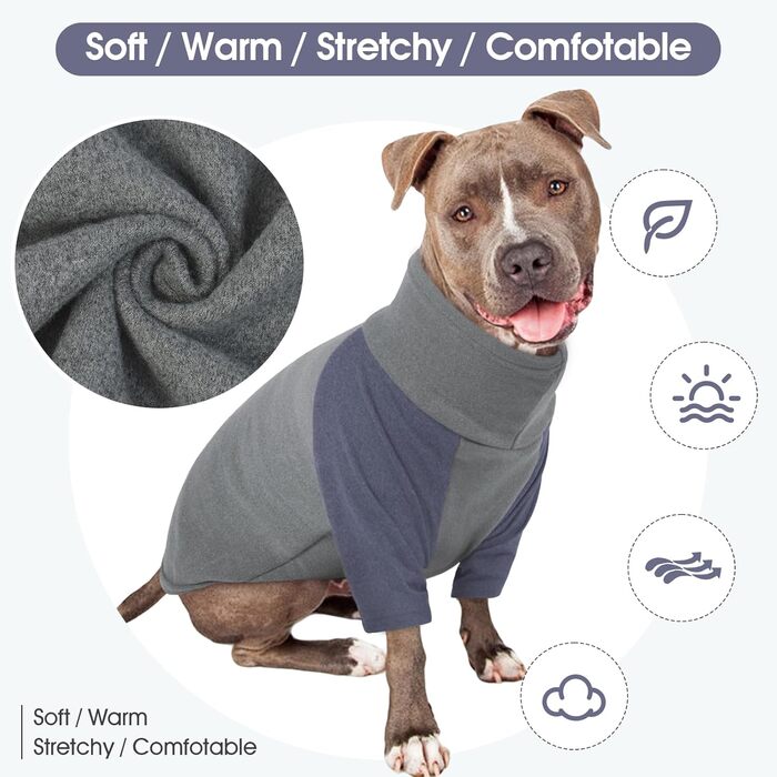 Пуловер з коміром-стійкою для собак, теплий флісовий жилет, светр для собак середнього розміру, сірий, розмір L