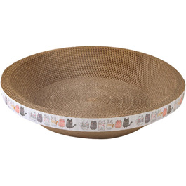 Кігтеточка для котів овальної форми, з мискою та гніздом, гофрокартон, ідеально для диванів та килимів (діаметр 35 см, висота 8 см)