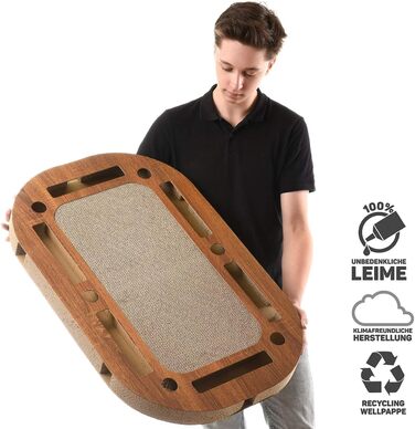 CanadianCat Company XXL ігровий майданчик для котів 85x54x5,8 см, інтерактивна когтеточка з картону в дерев’яному стилі