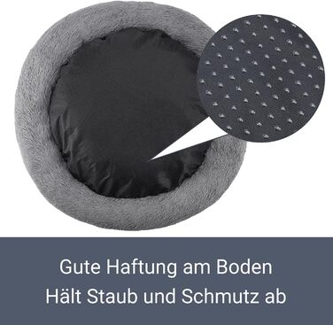 Кругле лежанка для собак та котів Juskys Monty 3XL, 120 см, сірий колір, м'яка, антиковзаюча, знімний чохол