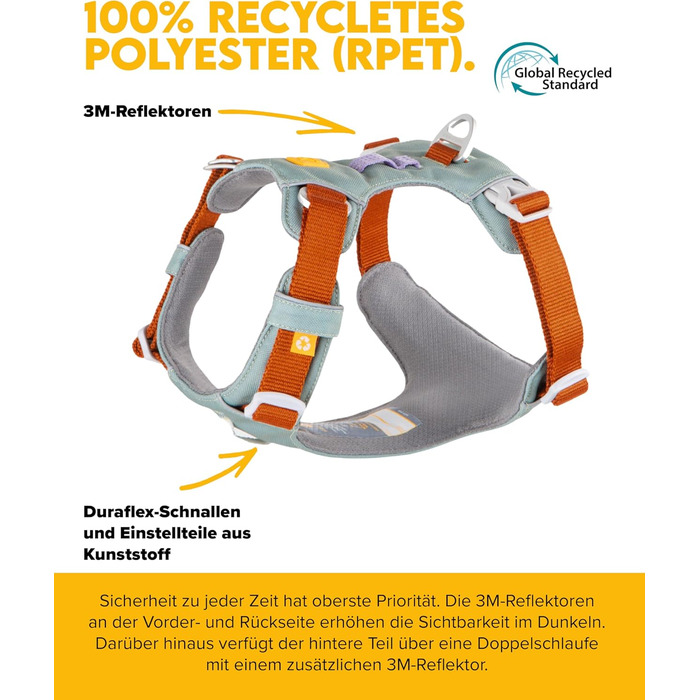 Шлейка для собак Woolly Wolf Alpha 360 - зелений гірський, розмір L, з 100% переробленого поліестеру