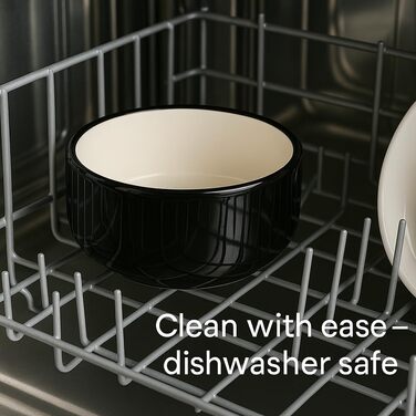 Миска для собак Flamingo Rocky з кераміки, 1700 мл, чорно-біла, для великих собак, миється в посудомийній машині