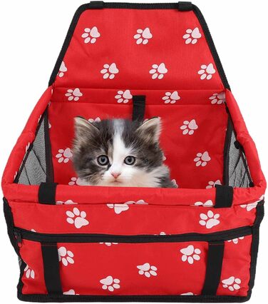 Переноска для тварин з принтом лапок ведмедя, складана переноска для собак з тканини, миється, з ременями безпеки та підтримуючою штангою - комфортна та безпечна для автомобіля та подорожей (сіра штанга з лапками)