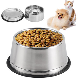 Набір мисок для котів та собак 2-в-1 з нержавіючої сталі з гумовим дном, знімні та стійкі, для цуценят, кошенят, кроликів