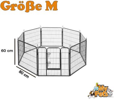 Загорожа для цуценят MYPETS, 8 секцій, 80x60 см, манеж для собак, металевий вольєр для молодих собак