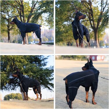 Чорна зимова куртка для собак, XL, фліс, блискавка, для великих, середніх та малих порід