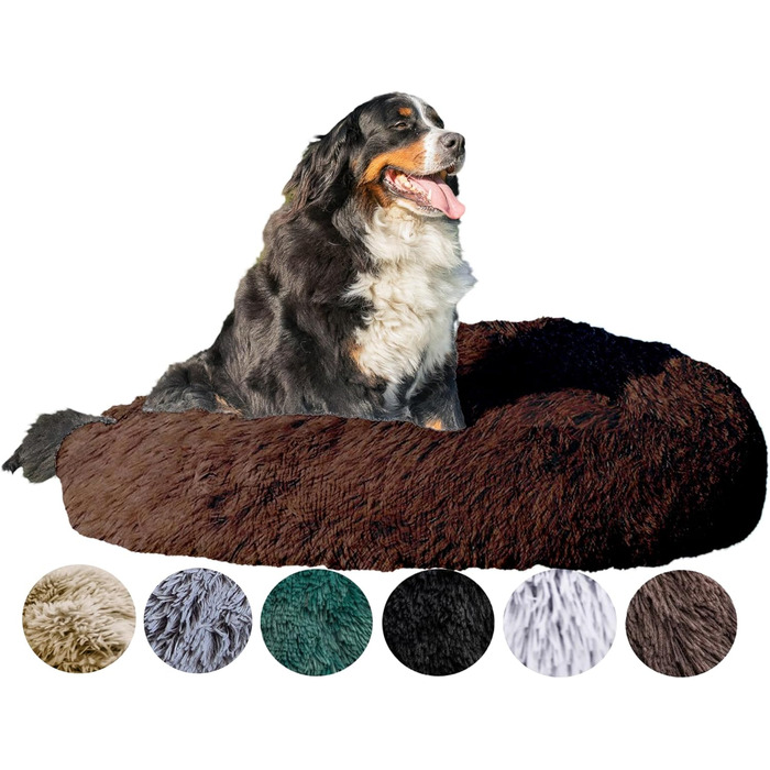 Кругле ліжко для собак та котів, коричневе, 120 см, ручної роботи, м'яке, миється в пральній машині