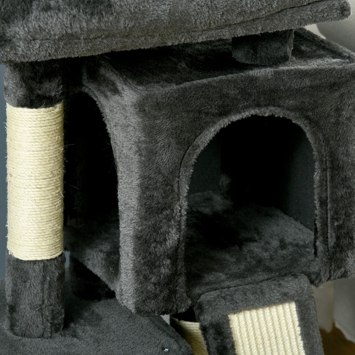 PawHut Sisal Cat Tree до 30 кг Cat Tree з кігтеточкою Sisal Column Плюшевий темно-сірий для активних кішок