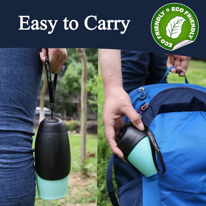 Водяна пляшка для собак VIVAGLORY Pawhike, 750 мл, нержавіюча сталь, блакитна - для прогулянок та подорожей