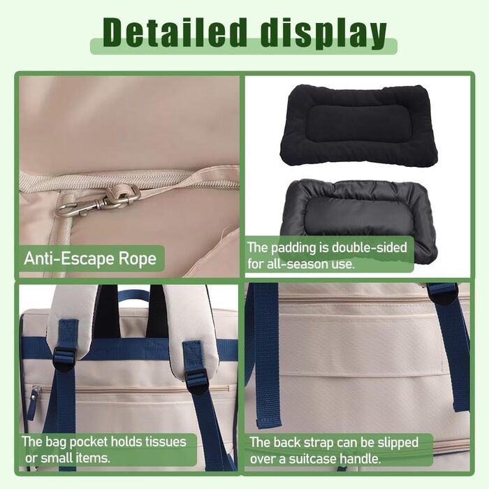 Розширювана переноска для котів – складана переноска для котів та маленьких собак до 6 кг, легка переноска-сумка для собак, дихаюча та компактна переноска, світло-сіра (біло-блакитна)