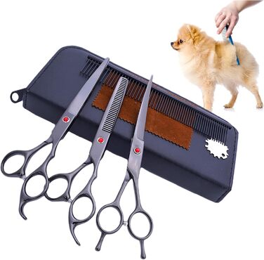 Набір професійних ножиць для собак: 7 шт. з нержавіючої сталі | Ножиці для грумінгу тварин | Набір для догляду за собаками