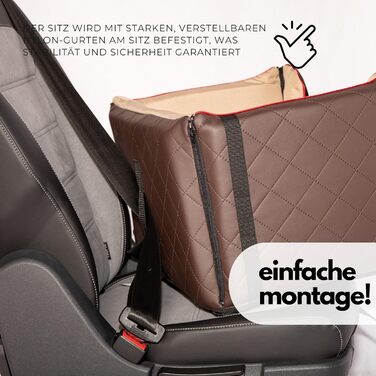 Транспортна переноска для собак Golden Dog з кріпленням на ремінь безпеки, 65x53x27 см, колір коричневий. Імітація шкіри, водовідштовхувальна, складна, підходить для автомобіля.