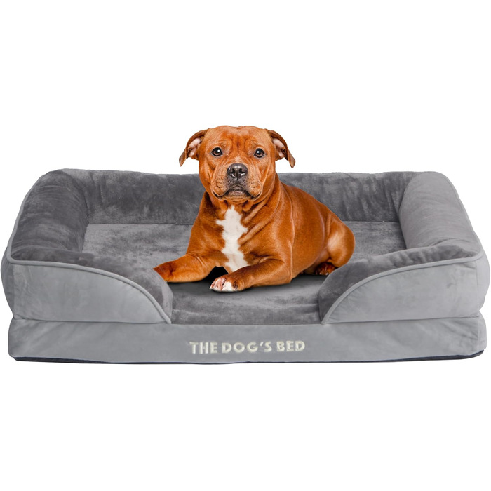 Ортопедичне лежанка для собак з ефектом пам'яті, велика, сіро-срібляста, водонепроникна, знімні чохли