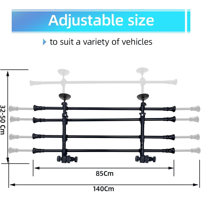 Сітка для собак у багажник авто, універсальна, з нержавіючої сталі. Підходить для седанів, універсалів, SUV. Висота: 32–50 см, Ширина: 85–140 см