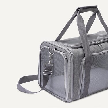 Транслювач для котів та собак Amazon Basics з регульованим ременем, м'який, схвалений авіакомпаніями, складаний та портативний, з сітчастою вентиляцією