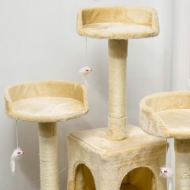 Дряпка для котів Pawhut, 180x60x50 см, бежевий, ігровий комплекс