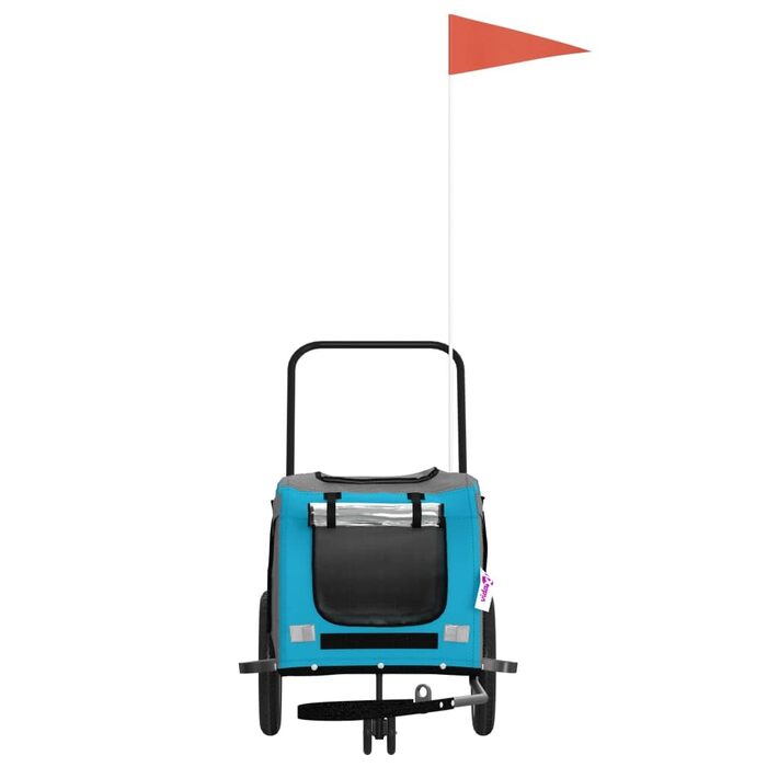 Транспортна переноска для домашніх тварин, велопричіп для собак, блакитний та чорний, Oxford-тканина та метал, для прогулянок та відпочинку на природі