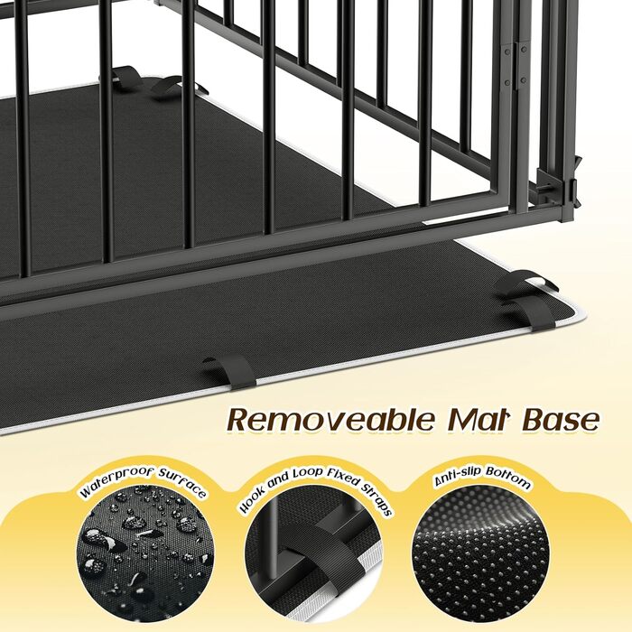 Міцний собачий переносний клітка Pawaboo 56 дюймів: надійний, з килимком, антивандальний, з металевим вольєром та замком, чорний