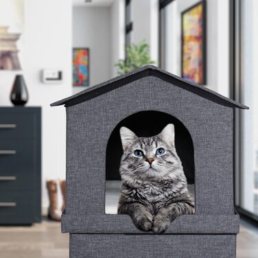 Будинок для котів Relaxdays з тканини, складна котяча хатка з 2 входами, 71,5x62,5x44 см, темно-сірий