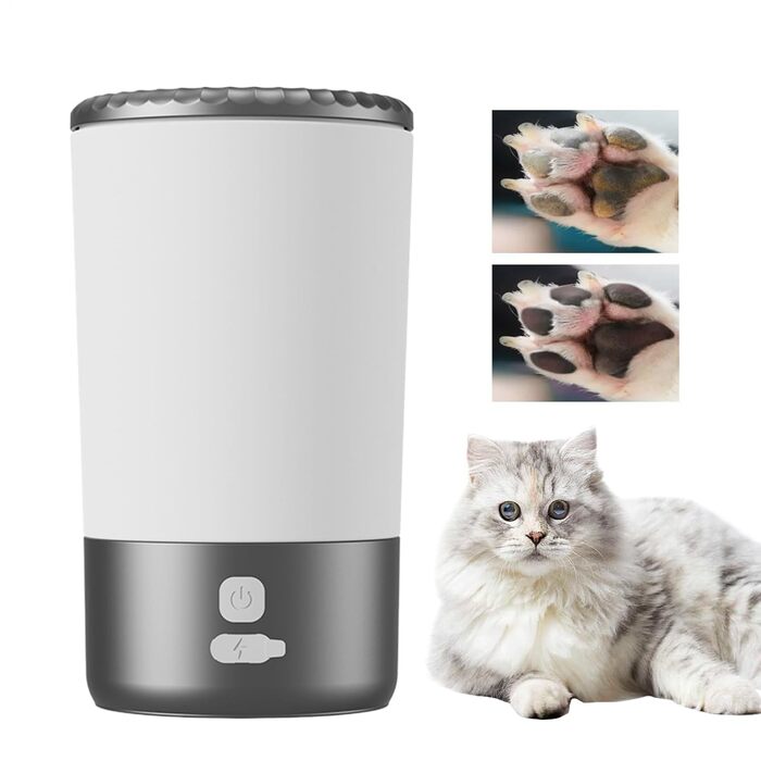 Електричний очищувач лап для тварин | Автоматичний набір для миття лап | Для собак, котів, цуценят | Чорно-білий
