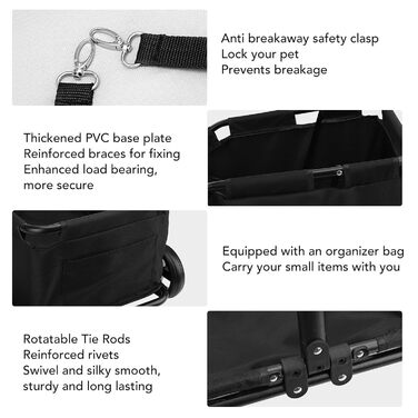 Дитяча коляска для собак, прогулянкова та для джогінгу, чорна. Підходить для малих та середніх порід.